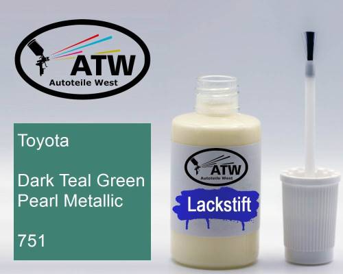 Toyota, Dark Teal Green Pearl Metallic, 751: 20ml Lackstift, von ATW Autoteile West.